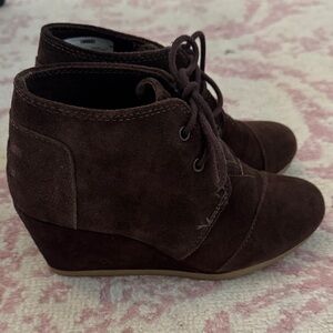 Toms Chocolate Suede Wedge Shoes